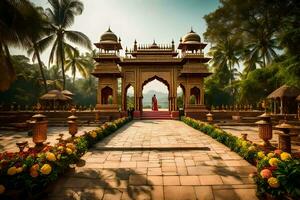 il Ingresso per un' palazzo nel India. ai-generato foto