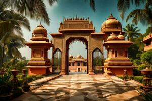 il Ingresso per un' palazzo nel India. ai-generato foto