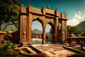 il cancello di il palazzo, India, architettura, HD sfondo. ai-generato foto