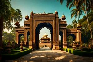 il Ingresso per un' palazzo nel India. ai-generato foto