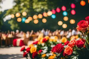 colorato fiori nel il mezzo di un' giardino. ai-generato foto