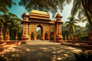 il d'oro cancello di il palazzo di il re di Tailandia. ai-generato foto