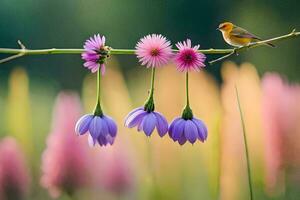 foto sfondo fiori, il uccello, il fiori, il uccello, il fiori, il uccello,. ai-generato