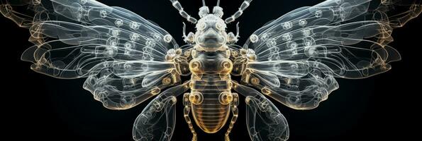 intricato X raggio Immagine illustrare un' api torace e ala comune struttura foto