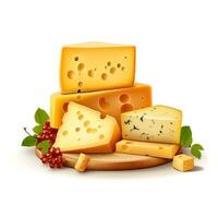 delizioso pezzi di formaggio con isolato sfondo generativo ai foto