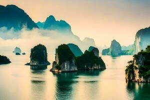 il bellissimo paesaggio di halong baia. ai-generato foto