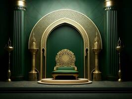 islamico podio nel verde e oro generativo ai foto