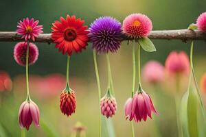 fiori sospeso a partire dal un' ramo. ai-generato foto