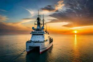 il barca è andare in barca a tramonto. ai-generato foto