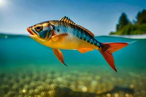 un' pesce nuoto nel il acqua. ai-generato foto