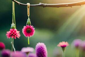 foto sfondo il sole, fiori, il sole, fiori, il sole, fiori, il sole. ai-generato