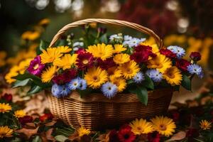 cestino di fiori su il terra. ai-generato foto