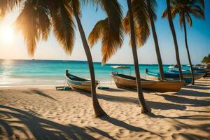 il spiaggia nel il mattina. ai-generato foto