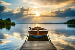 il barca su il lago. ai-generato foto