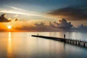 foto sfondo il cielo, nuvole, mare, il oceano, il cielo, il sole, il. ai-generato