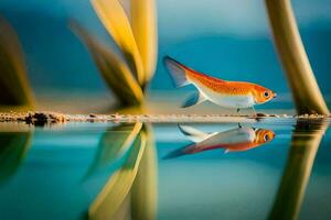 un' pesce è riflessa nel il acqua. ai-generato foto