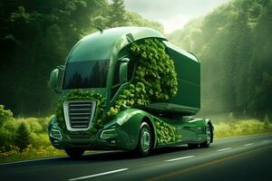 verde camion nel bellissimo natura sfondo, ecologia concetto foto