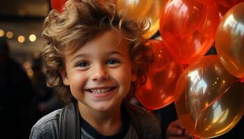 sorridente bambino, felicità, allegro, carino, divertimento, la gioia, infanzia celebrazione generato di ai foto