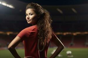 intonazione perfezione donna calcio stelle padronanza con il toccare di generativo ai foto