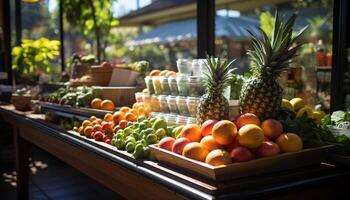 freschezza e varietà di frutta nel un' salutare supermercato collezione generato di ai foto