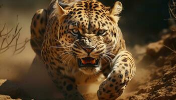 maestoso tigre a piedi nel il selvaggio, feroce e selvaggio bellezza generato di ai foto
