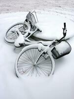 bicicletta di inverno, Ginevra, Svizzera foto