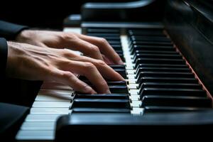 dolce mani giocando pianoforte. creare ai foto