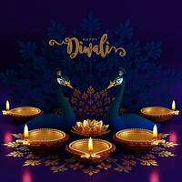 3d interpretazione per Diwali Festival diwali, Deepavali o dipavali il Festival di luci India con oro diya fantasia su colore sfondo. foto