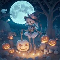 cranio personaggio illustrazione per Halloween ai generativo foto