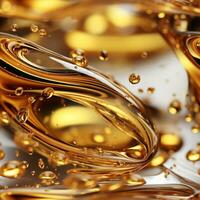 d'oro olio bolla gocce senza soluzione di continuità modello, creato con generativo ai foto