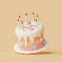 compleanno torta per celebrazione festa, contento compleanno, 3d illustrazione foto