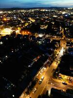 aereo Visualizza di illuminato Residenziale quartiere di luton città di Inghilterra foto