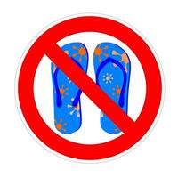 avvertimento bandiera no Aperto calzature, non permesso Flip flop simbolo, bandire pantofole rosso divieto cartello foto