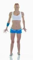 fitness ed esercizio con donna bionda foto