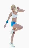 fitness ed esercizio con donna bionda foto