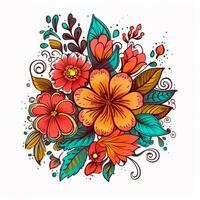 colore disegni di fiori e impianti, mano disegni foto