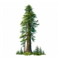 realistico verde sequoia il più alto albero nel il mondo su un' bianca sfondo, Stati Uniti d'America simbolo - ai generato Immagine foto