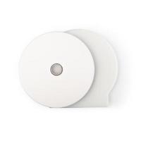 cd bianco realistico con modello di copertina della scatola isolato su bianco foto