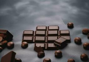 confine di cioccolato isolato su bianca sfondo. ai generativo. foto
