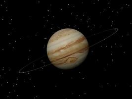 Giove pianeta e suo sconosciuto squillare a notte - 3d rendere foto