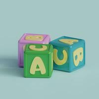 3d reso lettera bloccare giocattoli Perfetto per bambino Prodotto design progetto foto