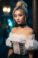 bellissimo asiatico giovane donne delicato viso ai generativo foto