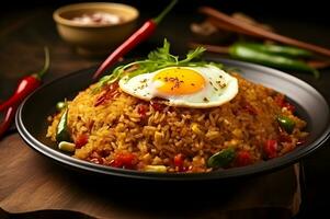 nasi goreng un' delizioso indonesiano cibo ai generativo foto