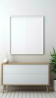 minimalista telaio e di legno consolle con silhouette illuminazione ai generato foto