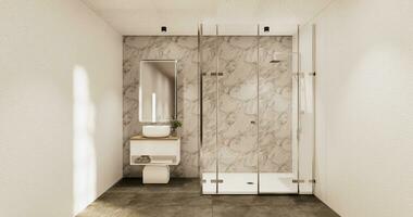 il bagno e gabinetto su bagno giapponese wabi sabi stile .3d interpretazione foto