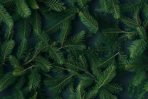 creativo disposizione fatto di Natale albero rami. piatto posizione. natura nuovo anno concetto. generativo ai. foto