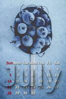 luglio calendario. pila di congelato dolce ciliegie con luglio mese calendario. estate foto