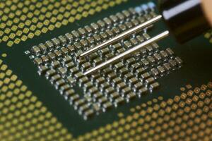 ripresa macro di computer microchip processore foto