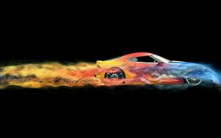 elegante multicolore super gli sport auto - colorato Fumo pista effetto foto