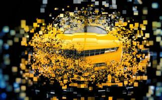 giallo supercar - astratto pixel illustrazione foto